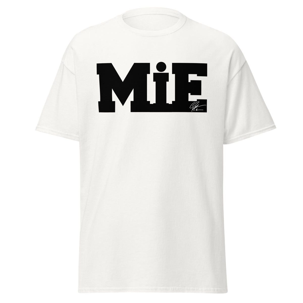 White MiE signature tee